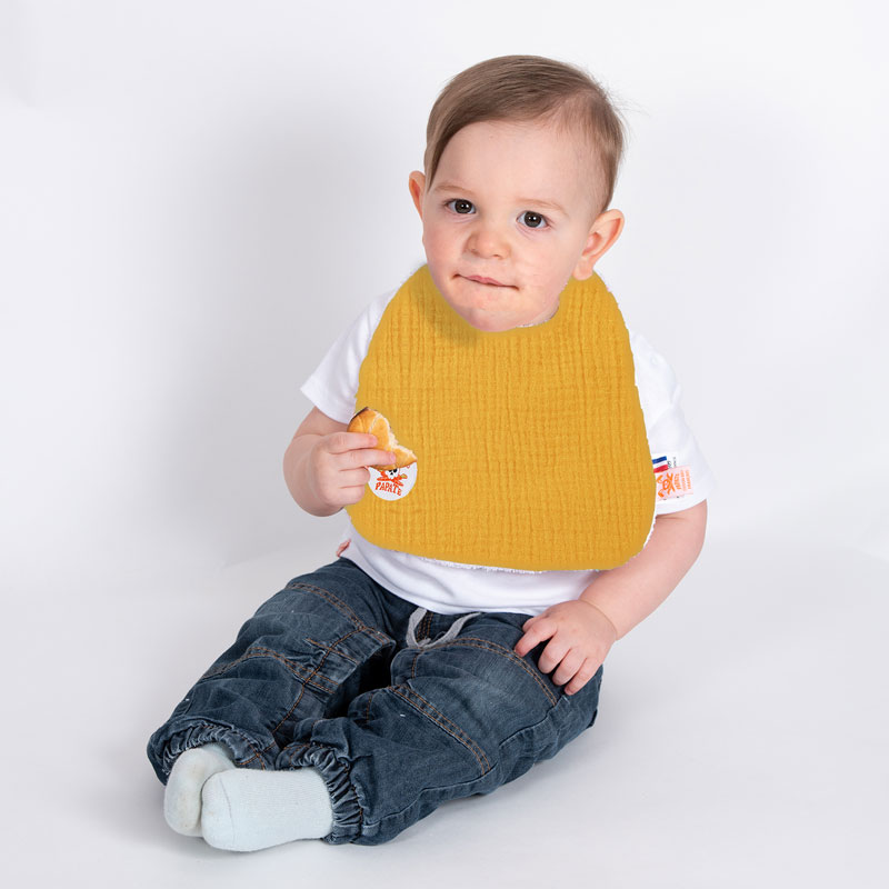 Bavoir camel en coton bio papate bebe gots honey