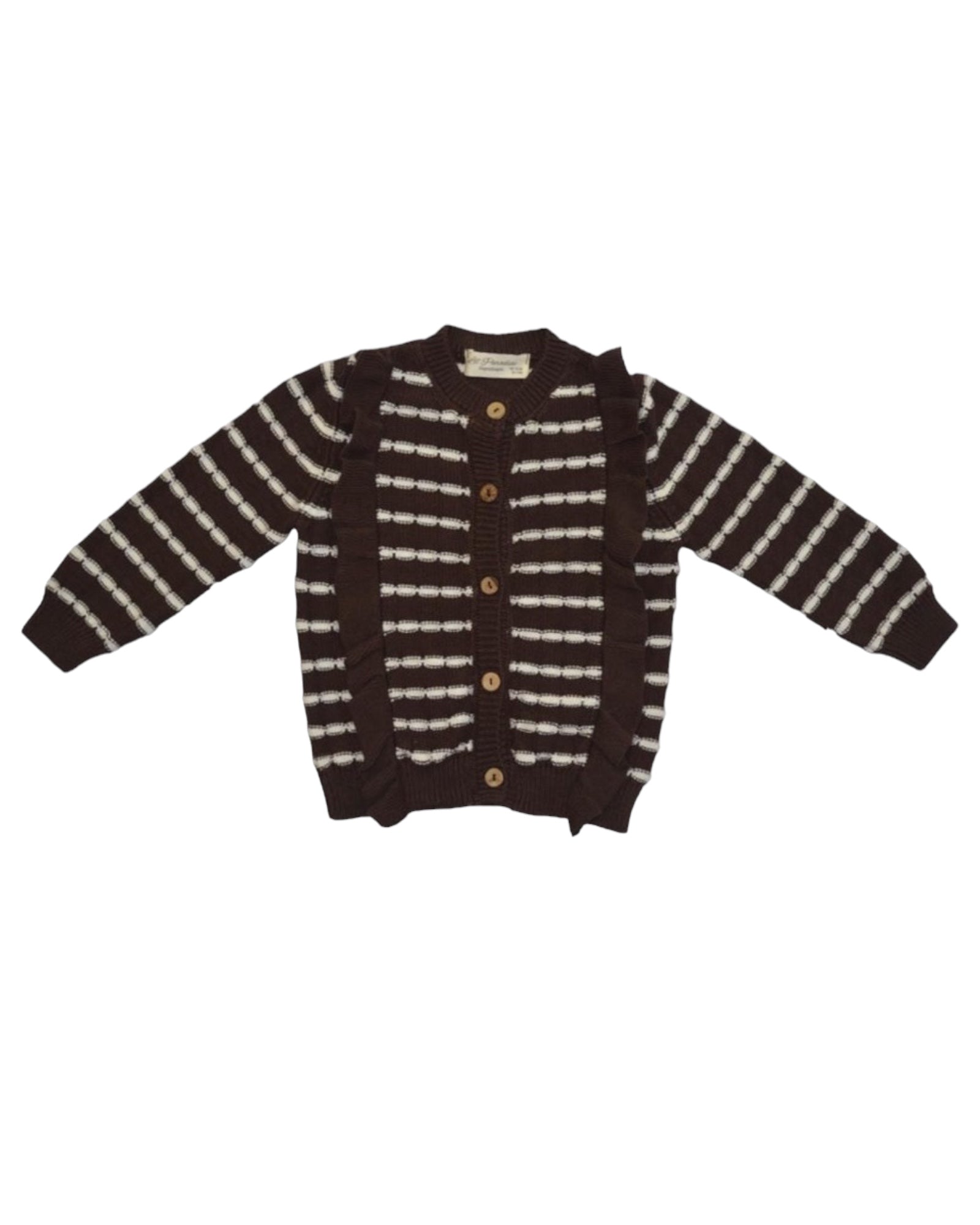 Alba Striped Frill cardigan brown-1