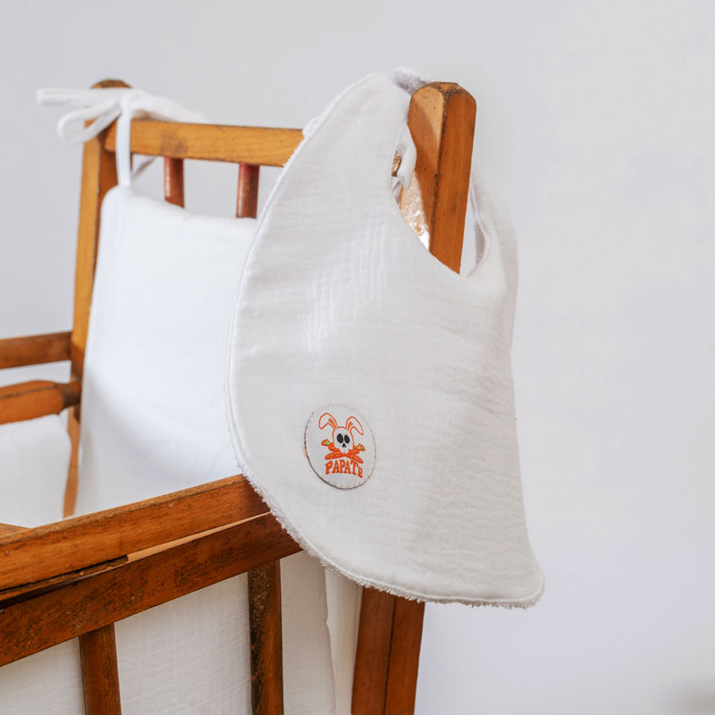 bavoir coton bio blanc papate