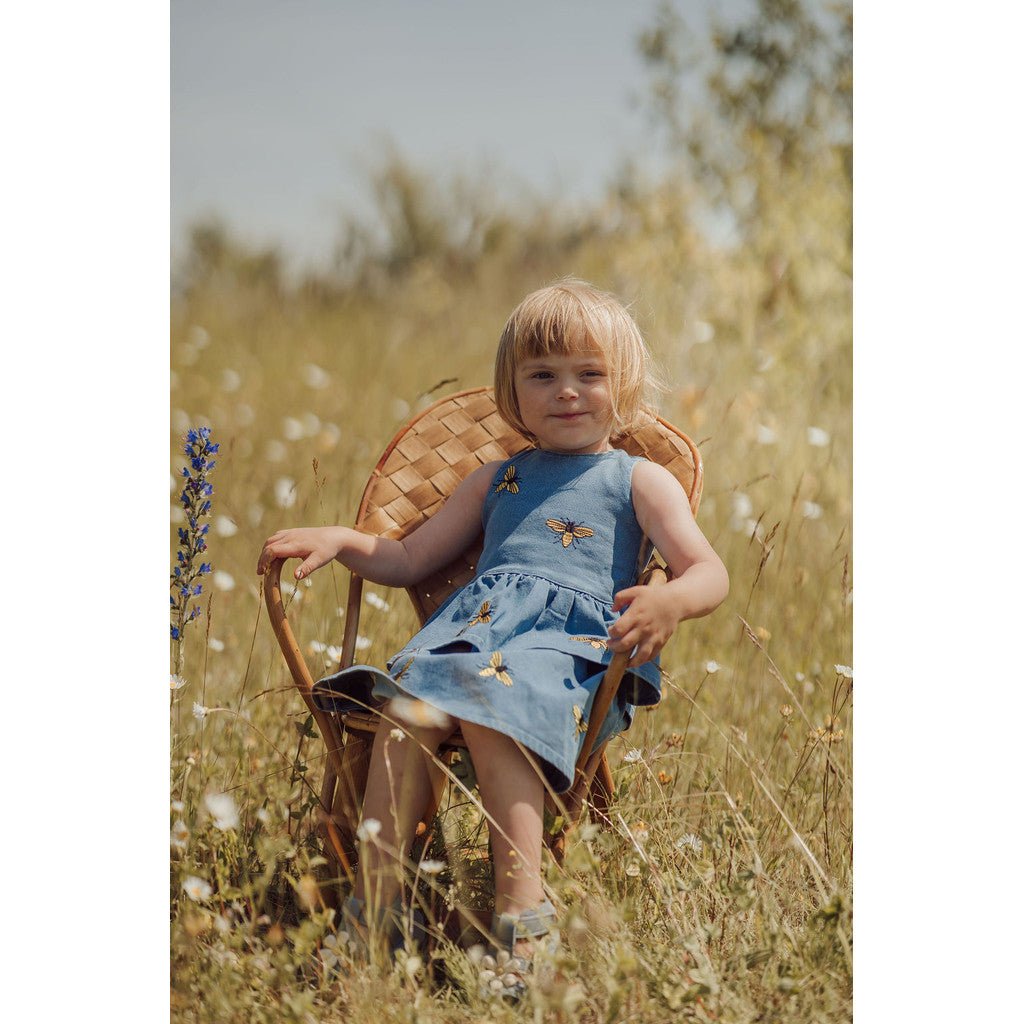 Buzzy Denim Ruffle Dress-0
