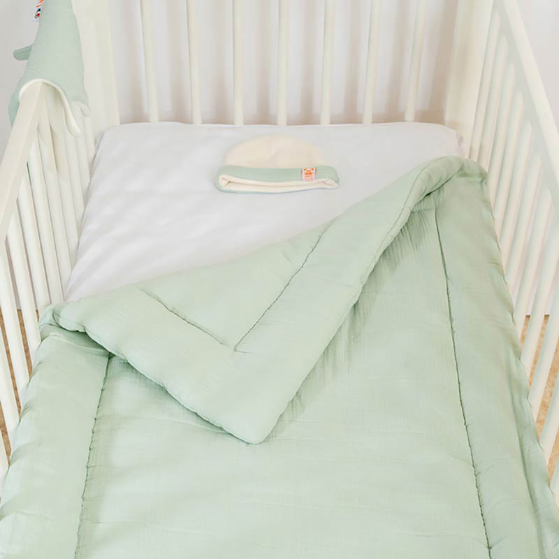 edredon lit bebe 18 mois coton bio blanc vert france papate