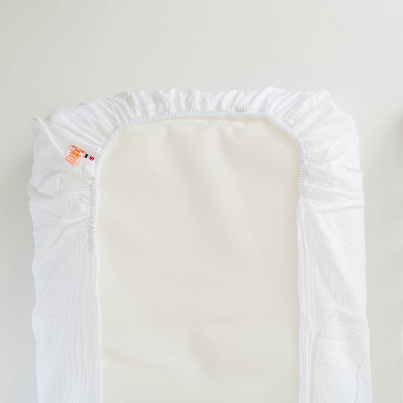 housse matelas a langer coton bio papate blanc gaze