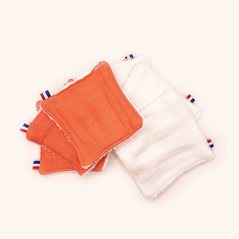 Lingettes Lavables en Coton Bio Blanc et Fraise