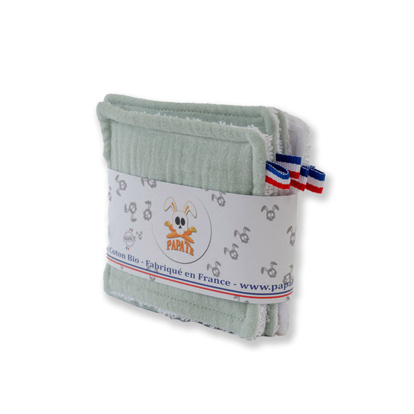lingettes vert en coton bio papate bain