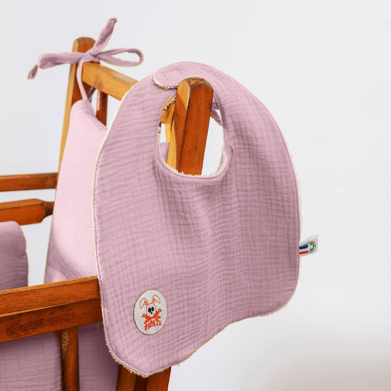 bavoir coton bio rose pale papate doux
