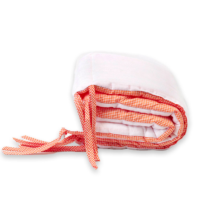 tour de lit vichy blanc en coton bio papate
